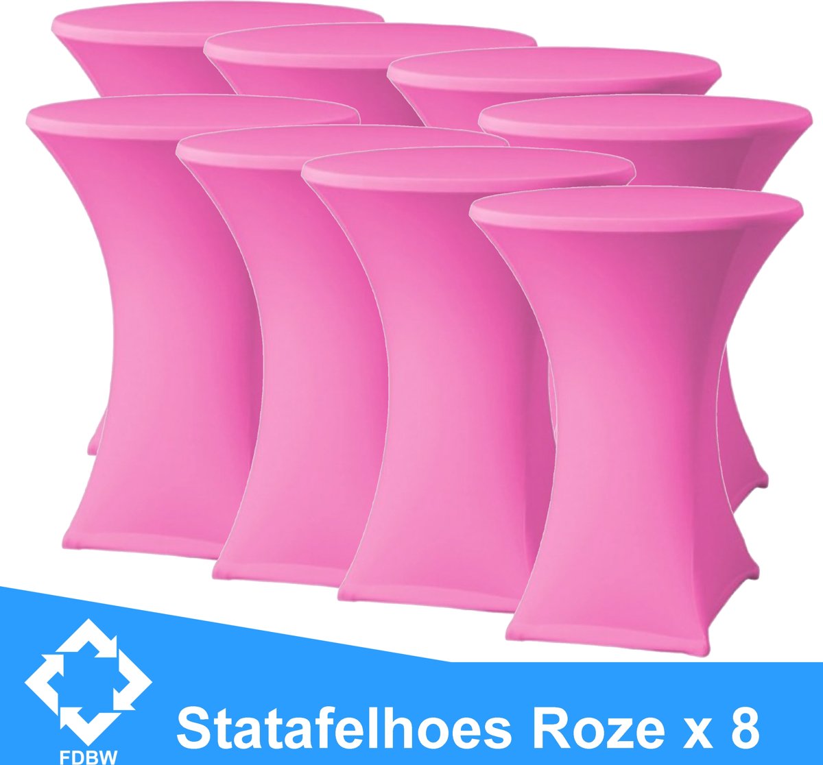 Statafelrok Luxe Roze x 8 - Statafel Tafelrok - Statafelhoes - Stretch –  ∅80 x 110 cm – geschikt voor Horeca Evenementen | Sta Tafel Hoes | Statafel | Staantafelhoes | Cocktailparty | Trouwerij | Sta-tafel rok – 8 stuks - SET VAN 8